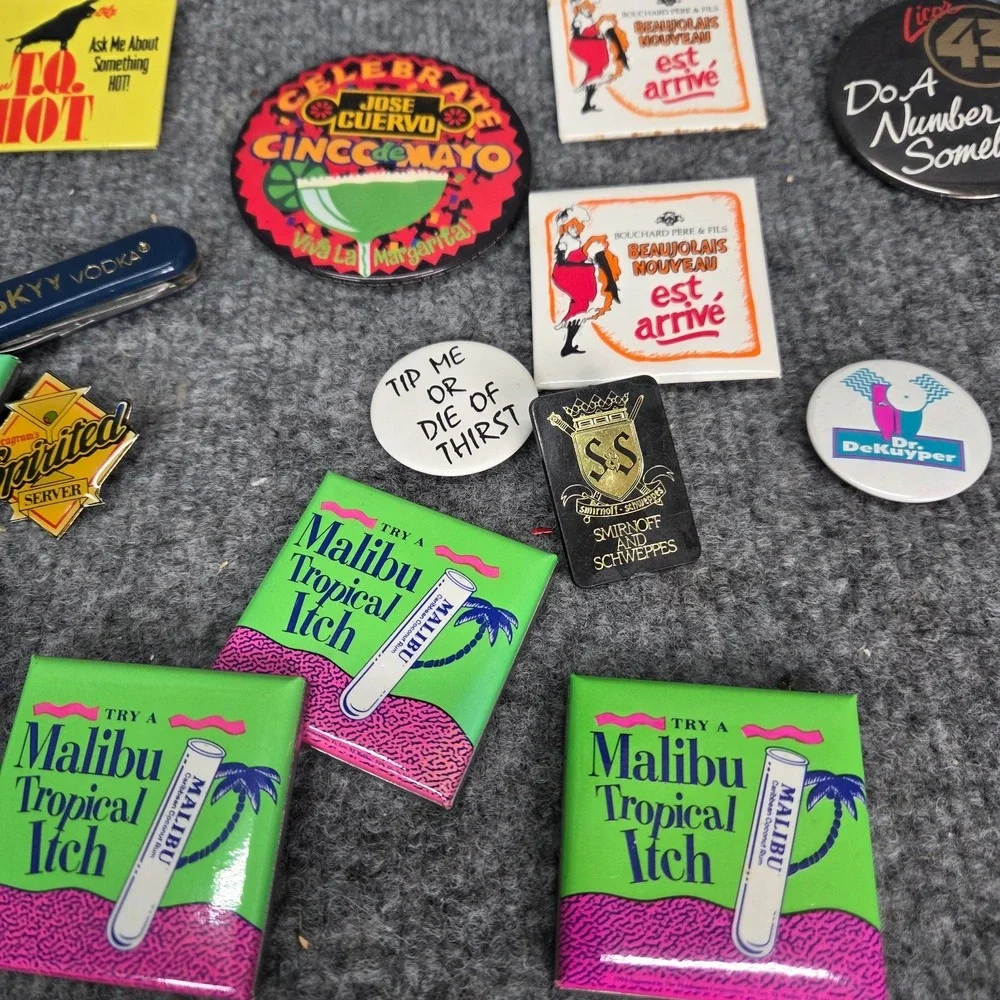 Alcohol Bartender‎ Pins Lot Liquor Shnapps Malibu Jose Cuervo Promo RARE